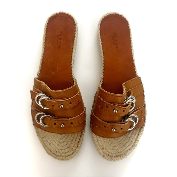 rag & bone Shoes - The Rag & Bone Jules Espadrille Slide Sandal Cognac Tan Size 38 / 8 NEW